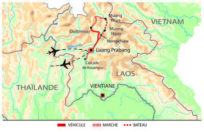 carte du voyage au Laos ALATREK