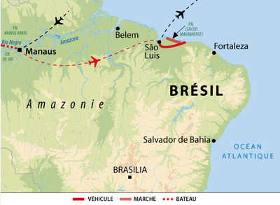 Carte du voyage des contrastes brésiliens