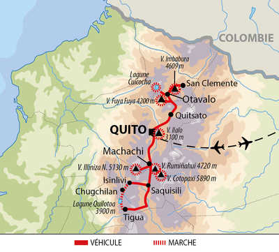 Carte du voyage en Equateur