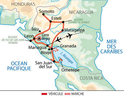 Carte du voyage Nicaragua UNIDEC