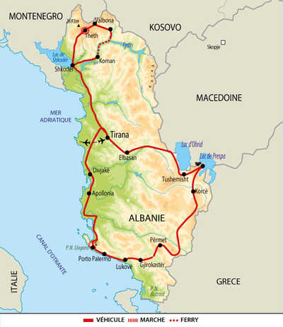 Carte du voyage SOLI en Albanie