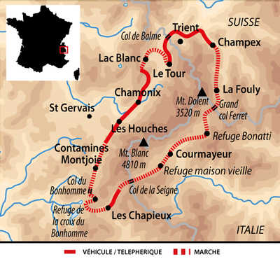 carte France - Le tour du mont Blanc classique FTOU