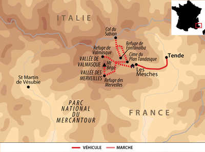 carte France - Mercantour, la vallée des Merveilles en étoile FMERV