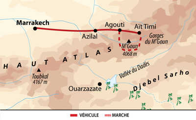 Carte itinéraire Atlas, Maroc