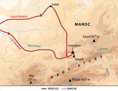 Carte itinéraire Atlas, Maroc
