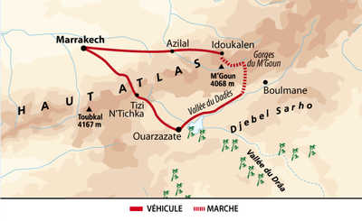 Carte itinéraire Atlas, Maroc