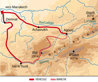 Carte itinéraire Atlas, Maroc