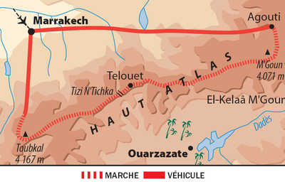 Carte itinéraire Atlas, Maroc