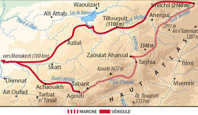 Carte itinéraire Atlas oriental, Maroc