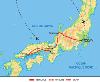 Carte itinéraire circuit AJAPGO Japon 2026