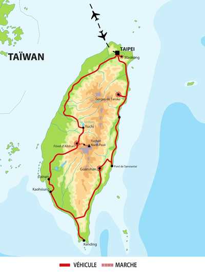 Carte itinéraire circuit ATAIWAN