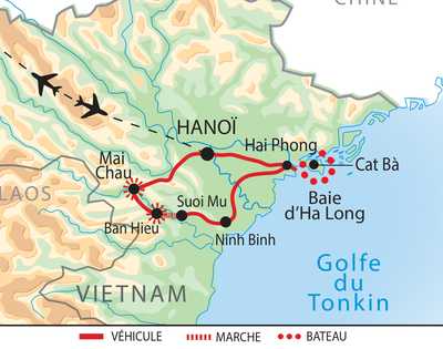Carte itinéraire circuit AVIOSLO Vietnam