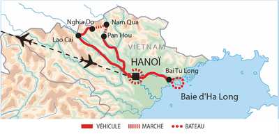 Carte itinéraire circuit AVIR Vietnam