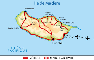 Carte itinéraire circuit BMAD12, Madère, Portugal