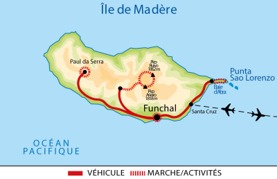 Carte itinéraire circuit BMADGO Madère