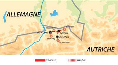 Carte itinéraire circuit EAUTYR Autriche
