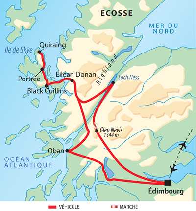 Carte itinéraire circuit EECOSD Ecosse