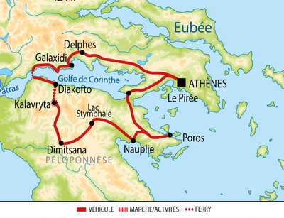 Carte itinéraire circuit EGP1 Grèce