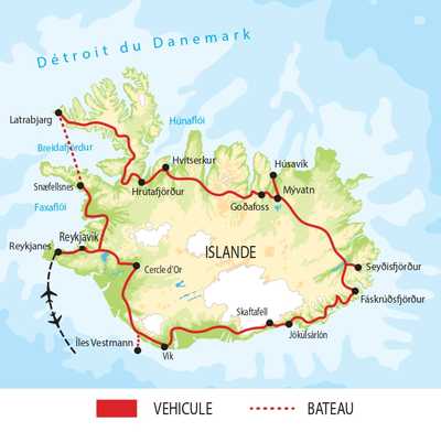 Carte itinéraire circuit EISG2 Islande