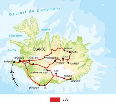 Carte itinéraire circuit EISLRC Islande