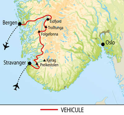 Carte itinéraire circuit ENOADT Norvège