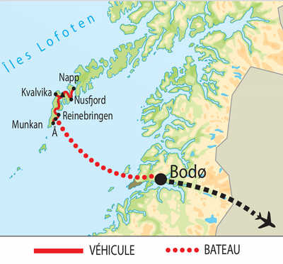 Carte itinéraire circuit ENORB Norvège