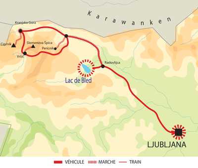 Carte itinéraire circuit ESLO8 Slovénie