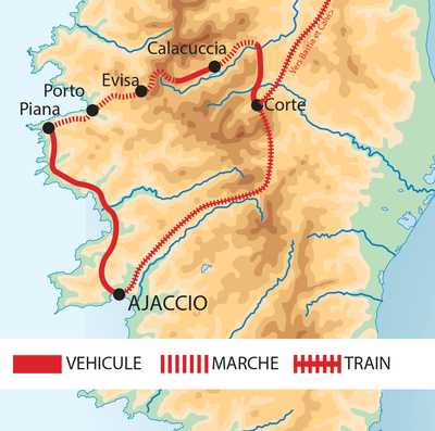 Carte itinéraire circuit FCORCPLIB Corse