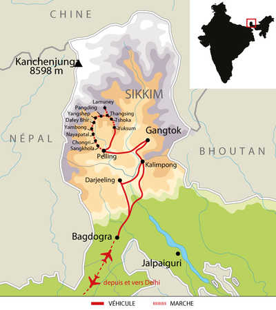 Carte itinéraire circuit ISIKIM Inde 2026