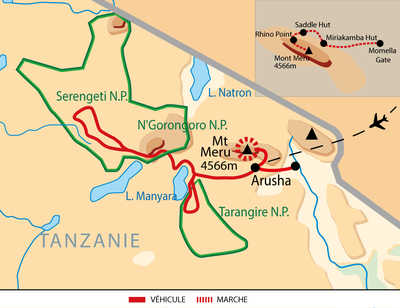 Carte itinéraire circuit KTAMERUS Tanzanie