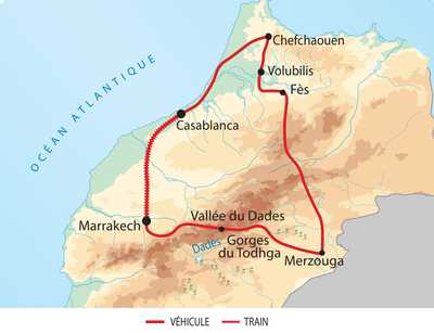 Carte itinéraire circuit MTOUR10GO Maroc