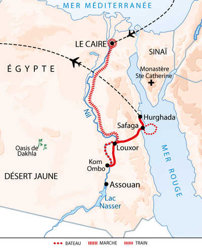 Carte itinéraire circuit PEECLIPSE Egypte