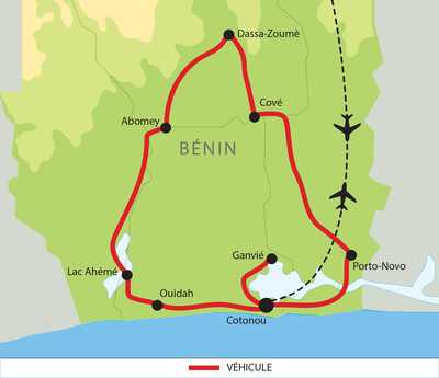 Carte itinéraire circuit QBEDEC Bénin