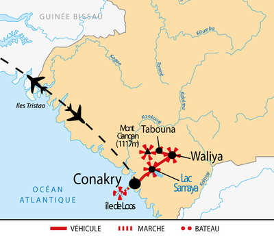 Carte itinéraire circuit QGUIDEC 2026 Guinée