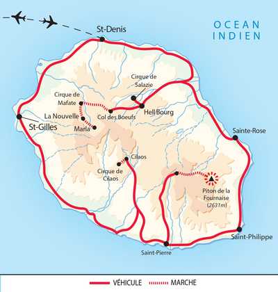 Carte itinéraire circuit QREAUTOFIT Réunion
