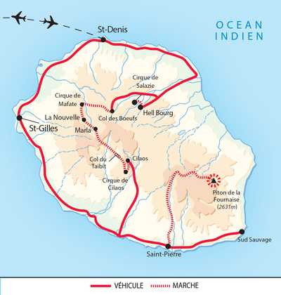 Carte itinéraire circuit QREU9FIT Réunion