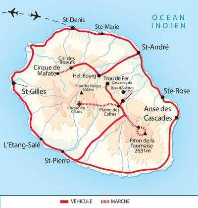 Carte itinéraire circuit QREUR réunion