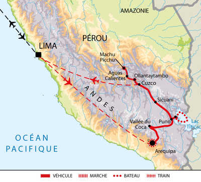 Carte itinéraire circuit UPERGO  Pérou 2026