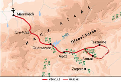 Carte itinéraire désert, Maroc