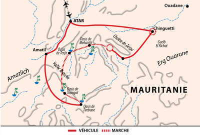 Carte itinéraire désert, Mauritanie