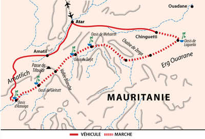 Carte itinéraire désert, Mauritanie