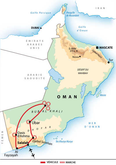 Carte itinéraire désert, Oman