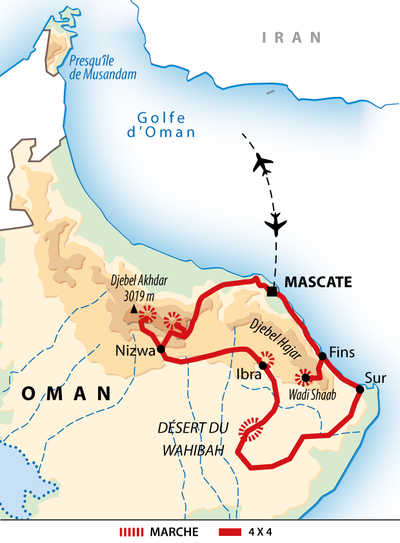 Carte itinéraire Oman