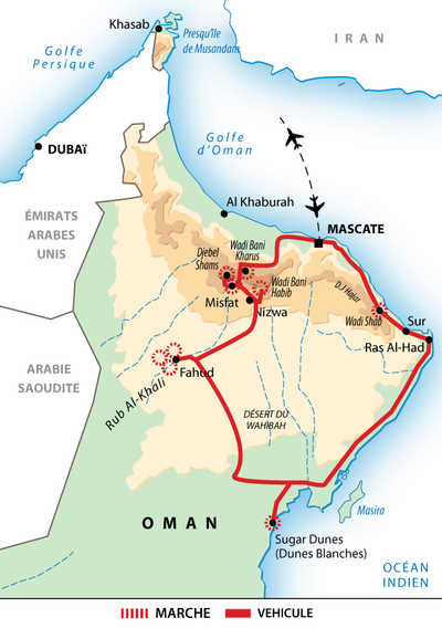 Carte itinéraire Oman