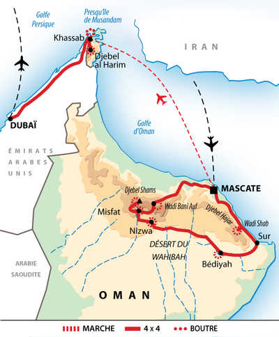 Carte itinéraire Oman