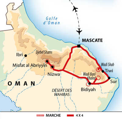 Carte itinéraire Oman