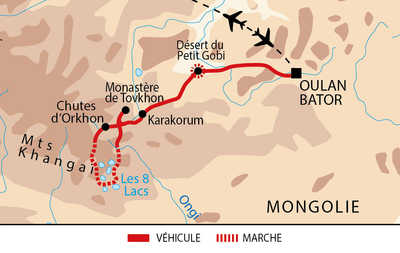 Carte itinéraire sur mesure AMONORKFIT Mongolie