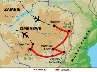 Carte itinéraire Zimbabwe QZIMWAOU