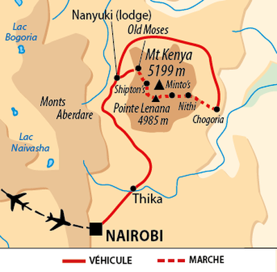 Carte Kenya - Mont Kenya et safaris - KMKEN