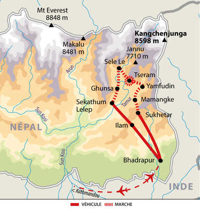 Carte Le trek du Kangchenjunga NKANG 2024
